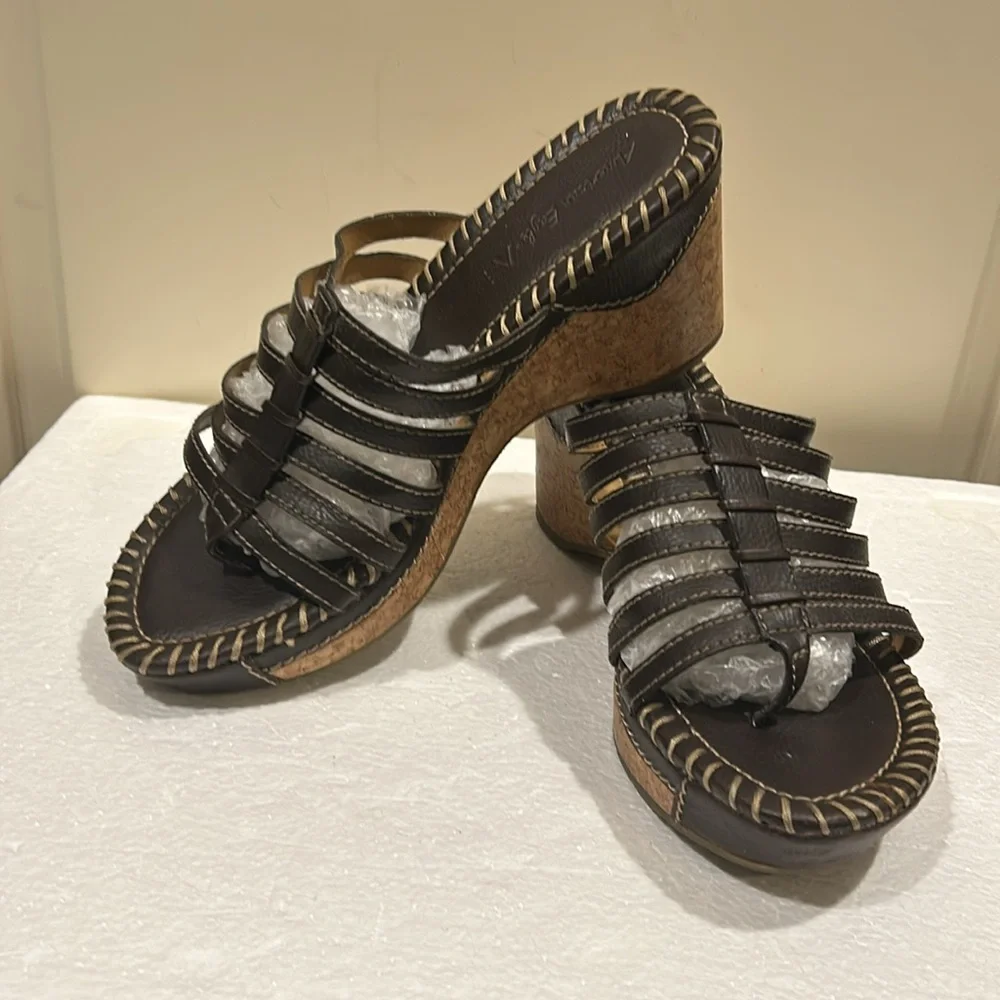 American Eagle Outfitters Brown and Tan Wedge Sandals